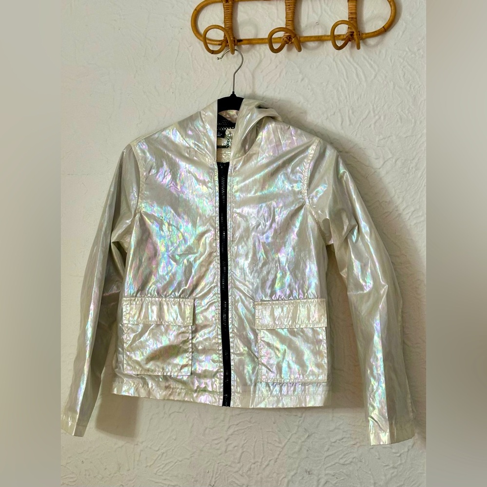Iridescent Windbreaker Jacket with Hood